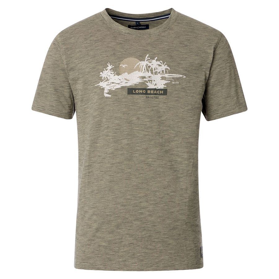 CasaModa T-Shirt khaki-navy gestreift Übergröße