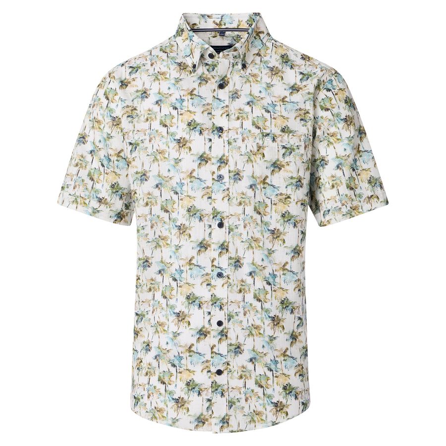 CasaModa XXL Kurzarmhemd Palmenprint grün-blau
