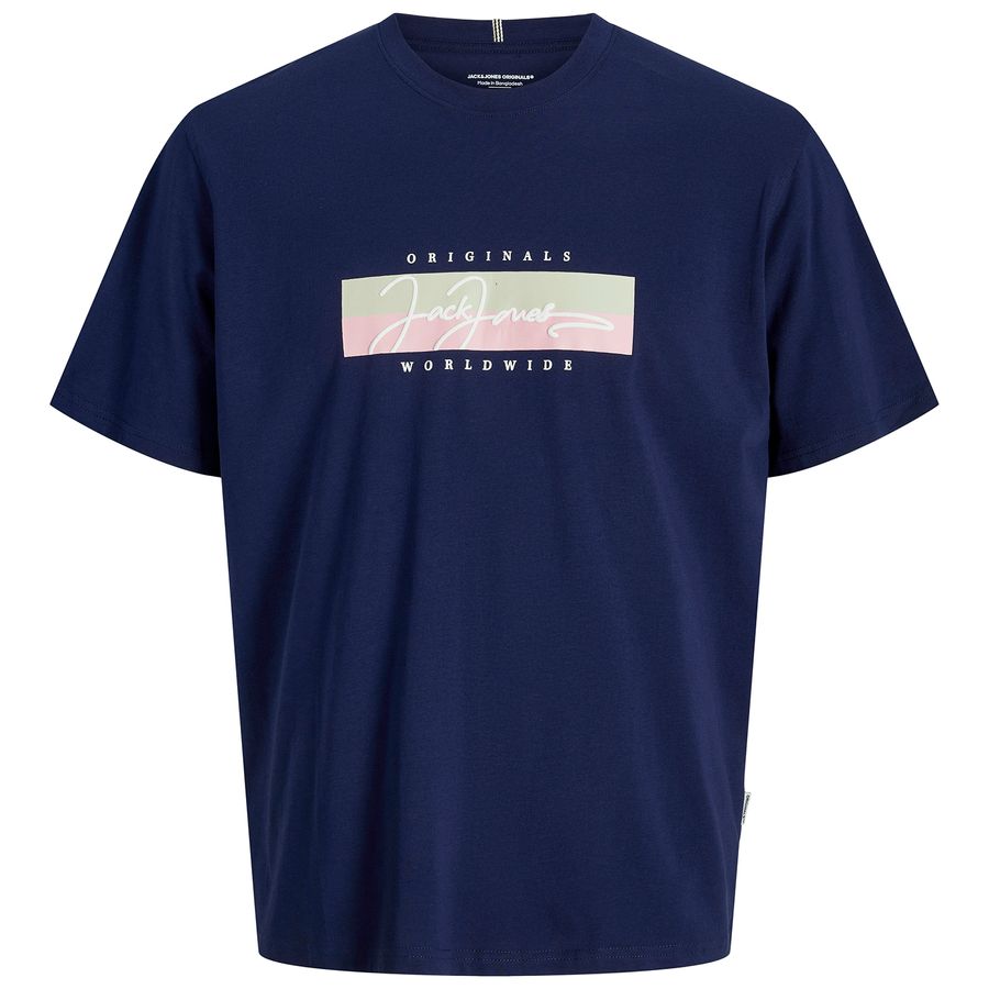 Jack&Jones T-Shirt Übergröße dunkelblau Frontprint
