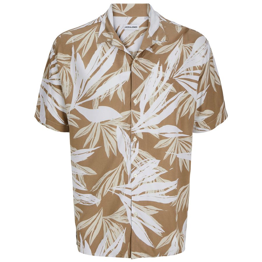 Jack&Jones Hemd JJEJEFF TROPICAL beige-weiß XXL