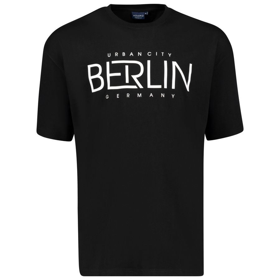 Adamo T-Shirt Übergröße schwarz Frontprint Berlin