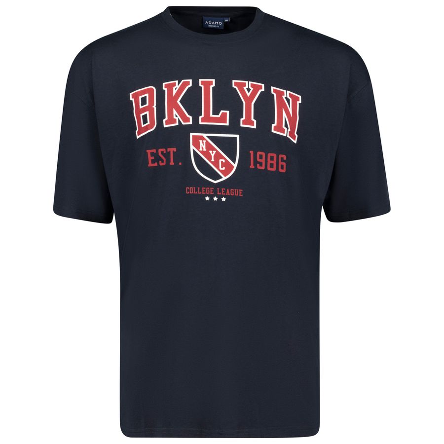 Adamo T-Shirt Übergröße navy Frontprint BKLYN