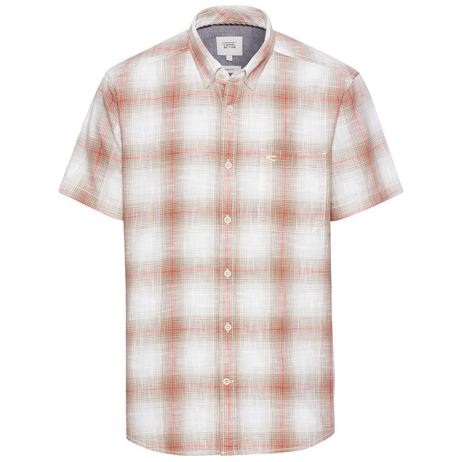 Camel Active XXL Kurzarmhemd kariert sand-offwhite