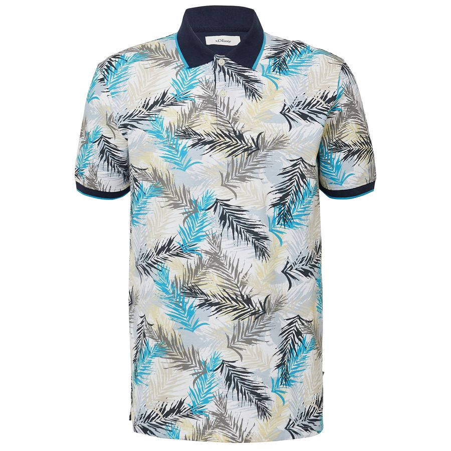 s.Oliver Stretch-Poloshirt XXL Muster türkis-navy