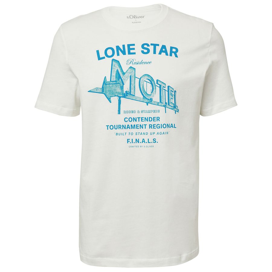 s.Oliver XXL T-Shirt Frontprint Lone Star weiß
