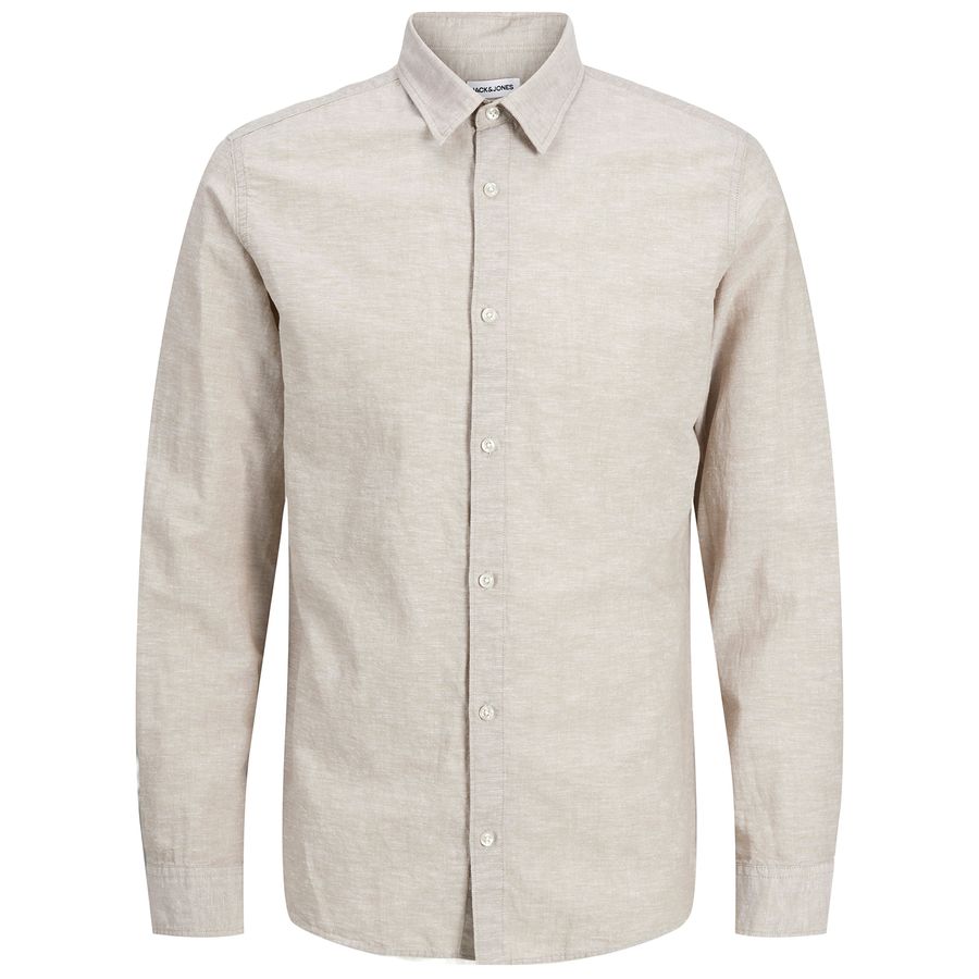 Jack&Jones XXL JJEBREEZE Langarmhemd Leinen beige