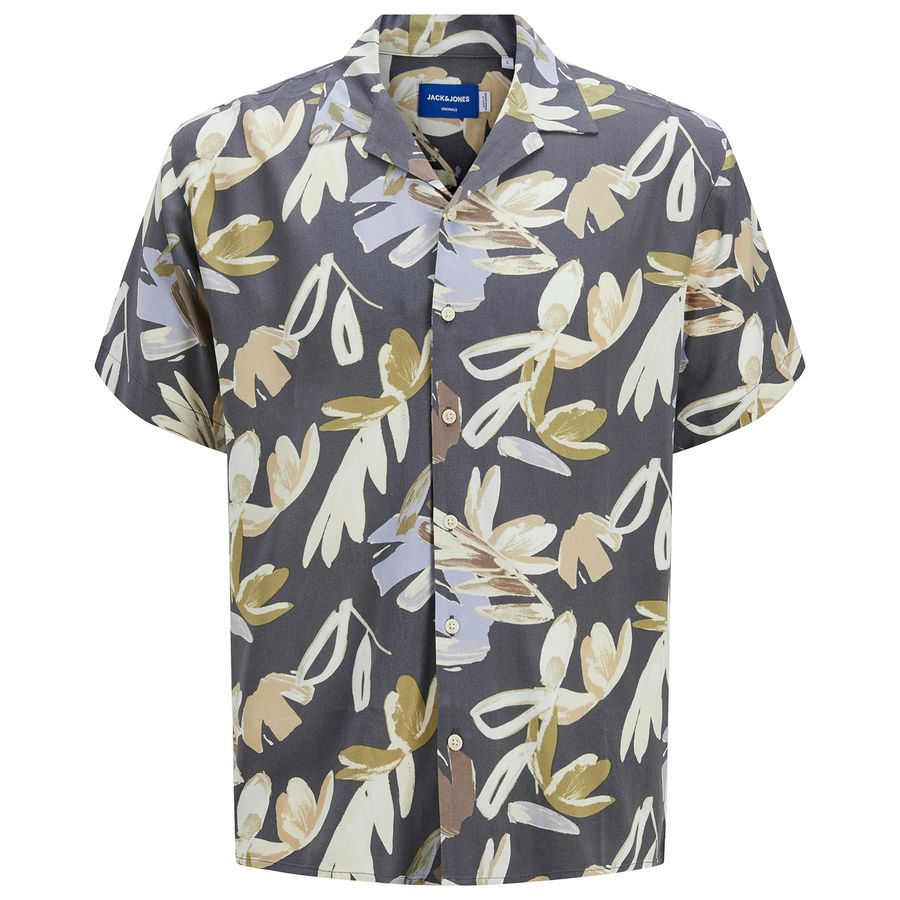 Jack&Jones Kurzarmhemd XXL anthrazit-beige JJJEFF