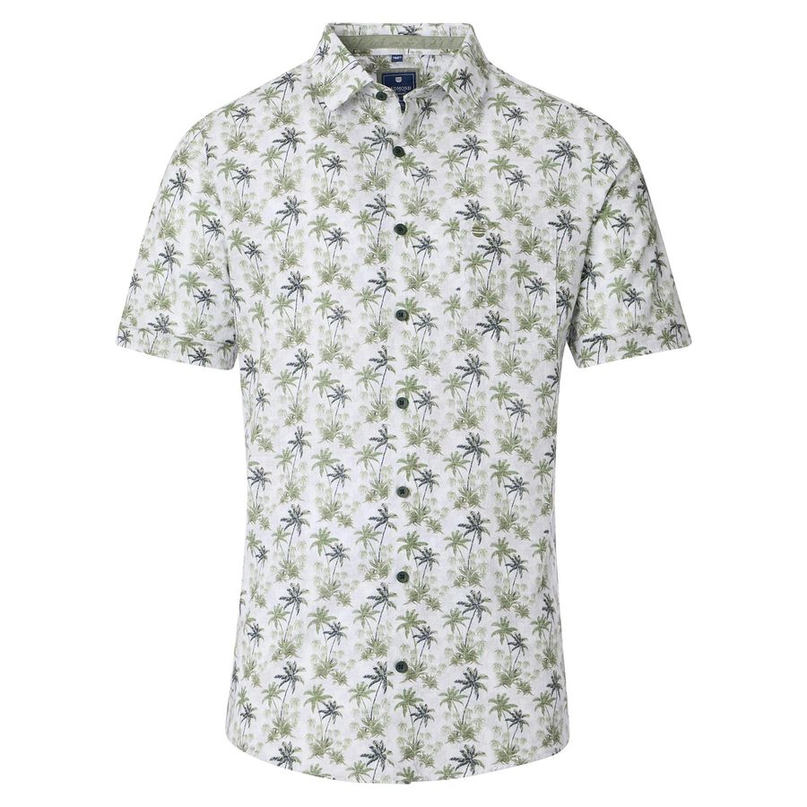 Redmond Kurzarmhemd Palmenprint oliv-navy Übergröße