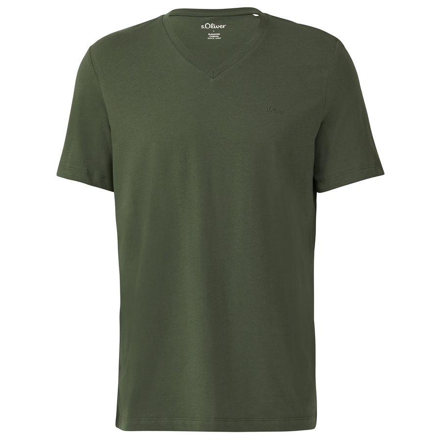 s.Oliver Übergrößen Basic T-Shirt oliv V-Neck