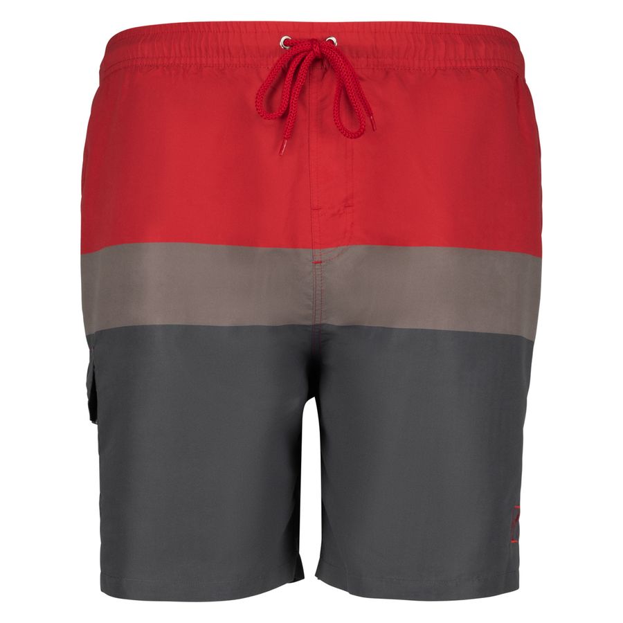 Adamo Badebermuda Übergröße rot-taupe-grau
