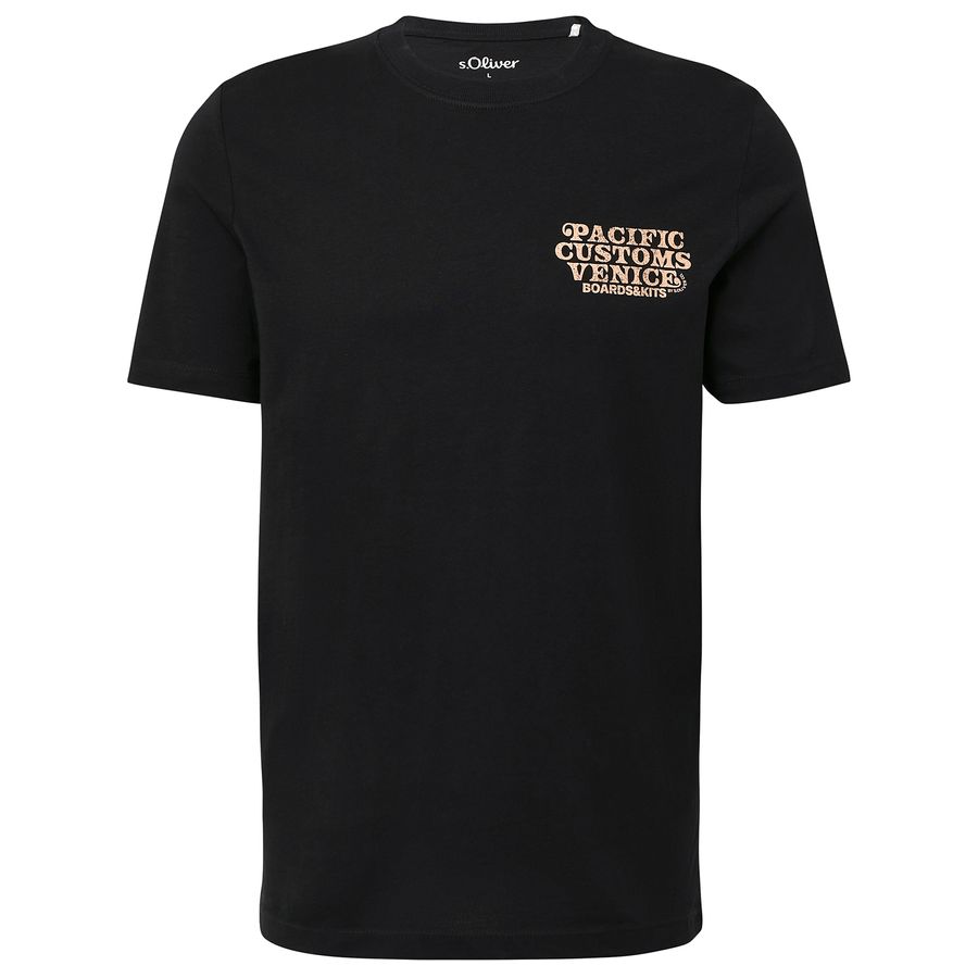 s.Oliver Übergrößen T-Shirt Brustprint schwarz