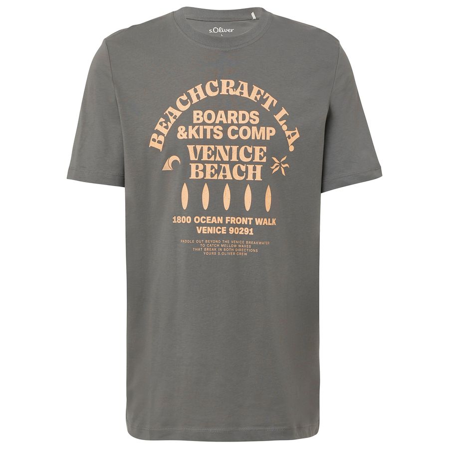 s.Oliver T-Shirt Übergrößen grau Frontprint modisch