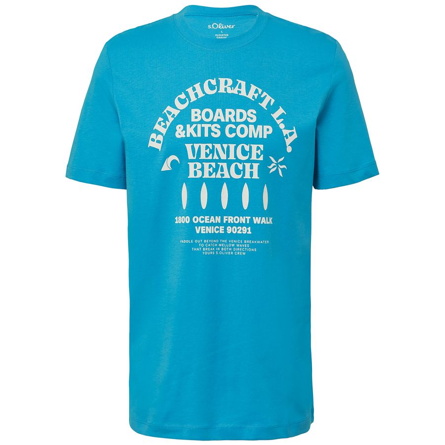 s.Oliver Übergrößen T-Shirt türkisblau Frontprint
