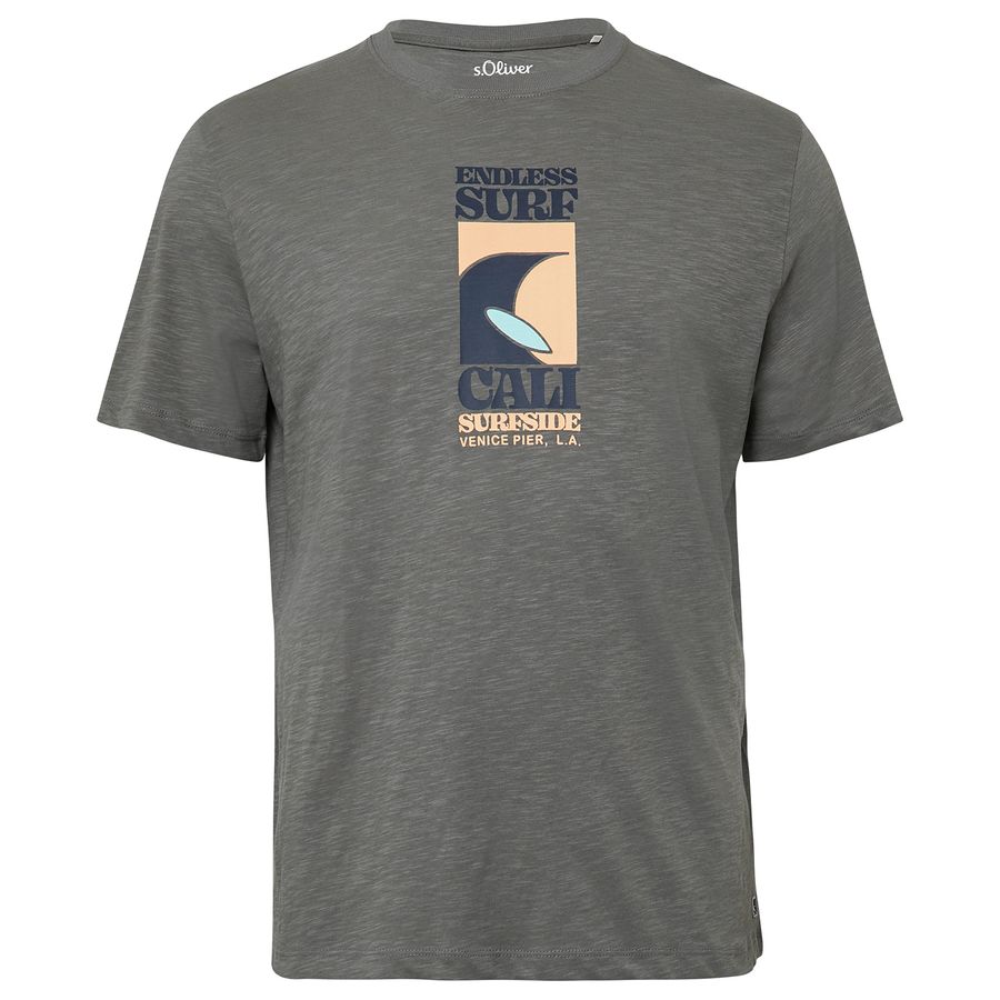 s.Oliver Übergrößen T-Shirt Frontprint modisch grau
