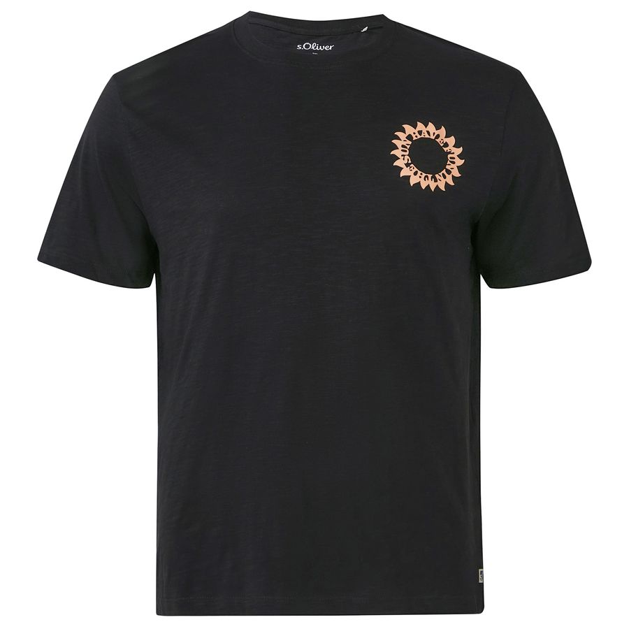 s.Oliver Übergröße schwarz T-Shirt Brustprint