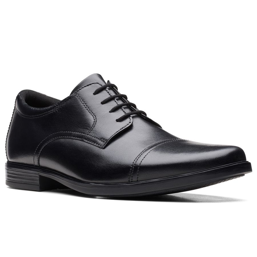 Clarks Leder-Schnürschuh elegant Howard Cap schwarz