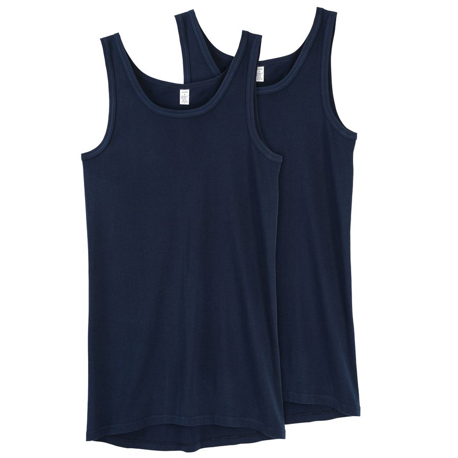 Adamo 2er-Pack Feinripp Unterhemden navy Übergröße