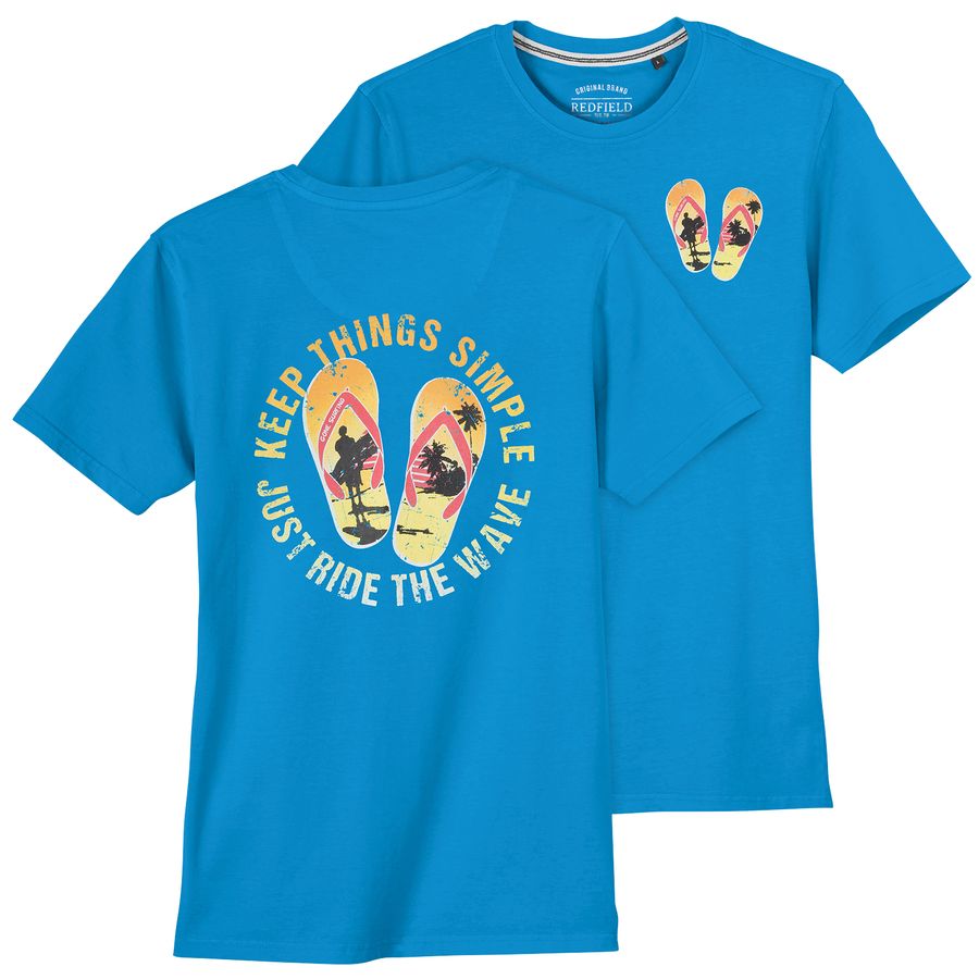 Redfield Übergrößen T-Shirt Print Beach türkisblau