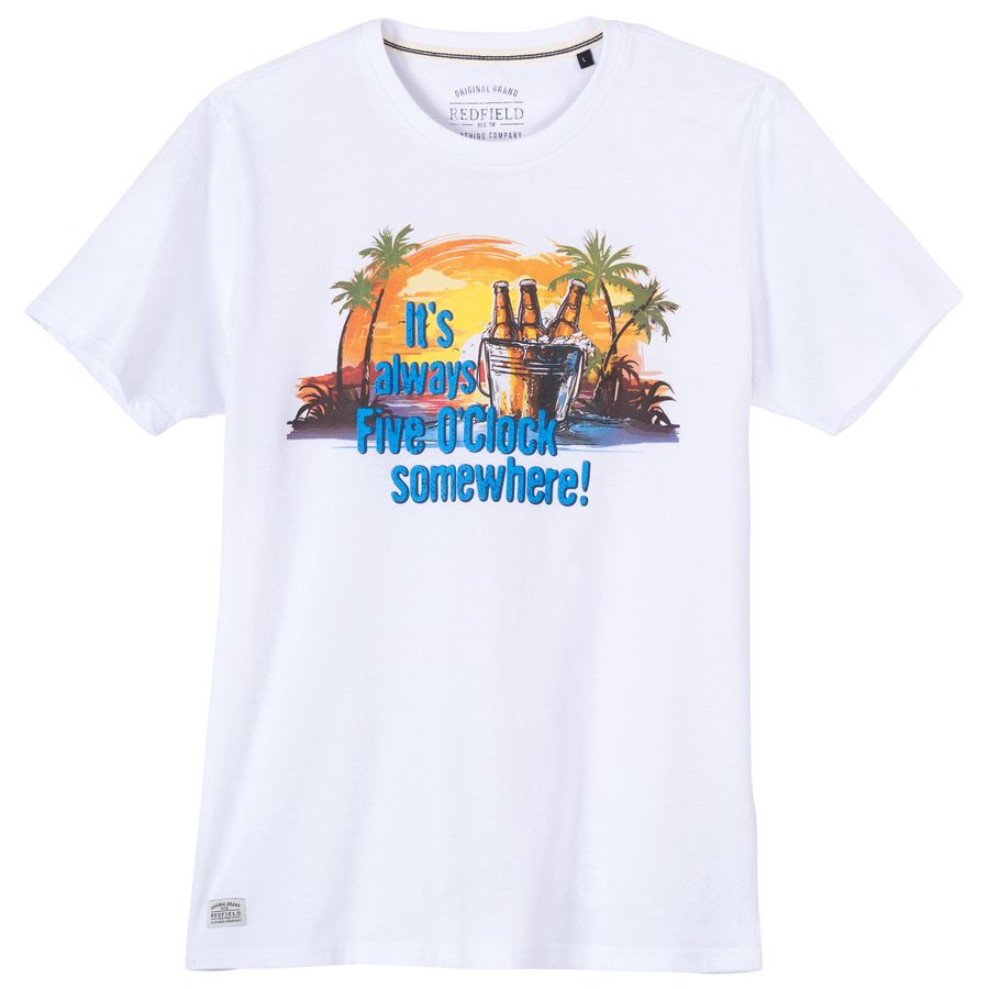 Redfield Übergrößen T-Shirt Palmenprint weiß