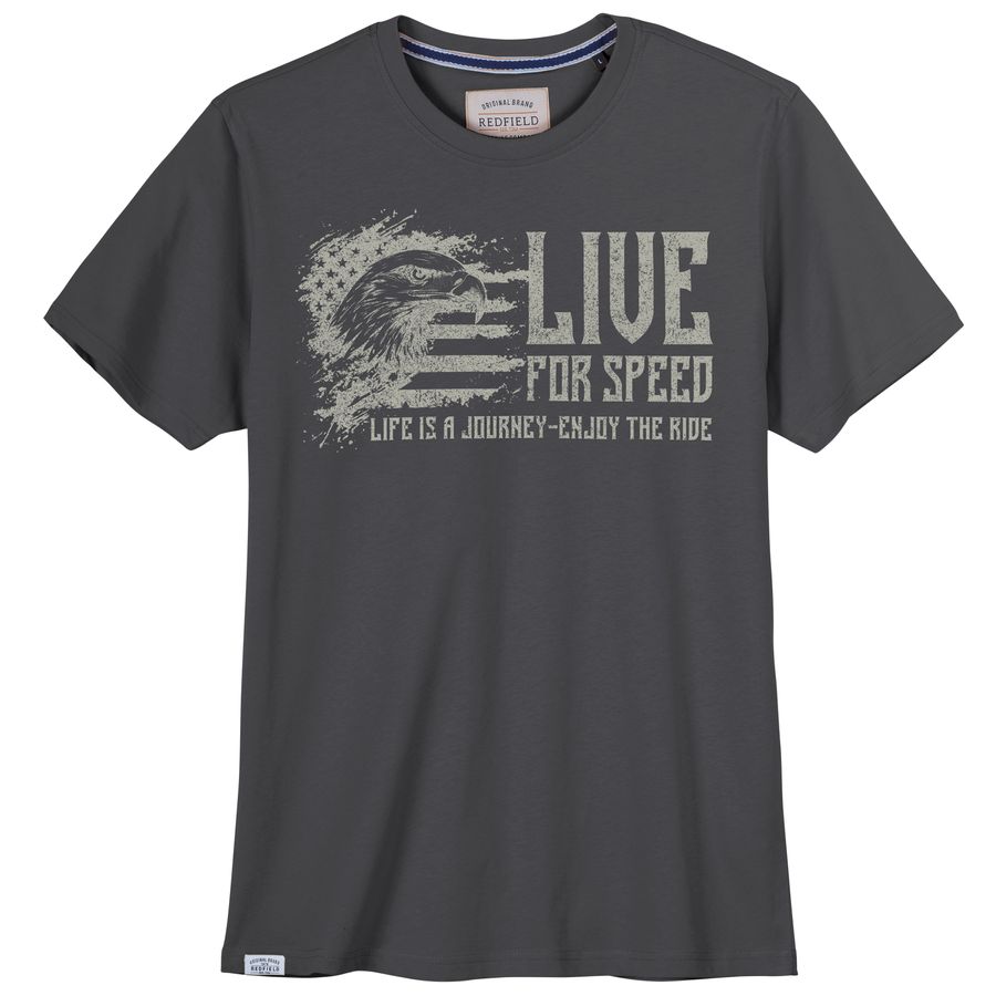 Redfield Übergrößen T-Shirt Print Live anthrazit