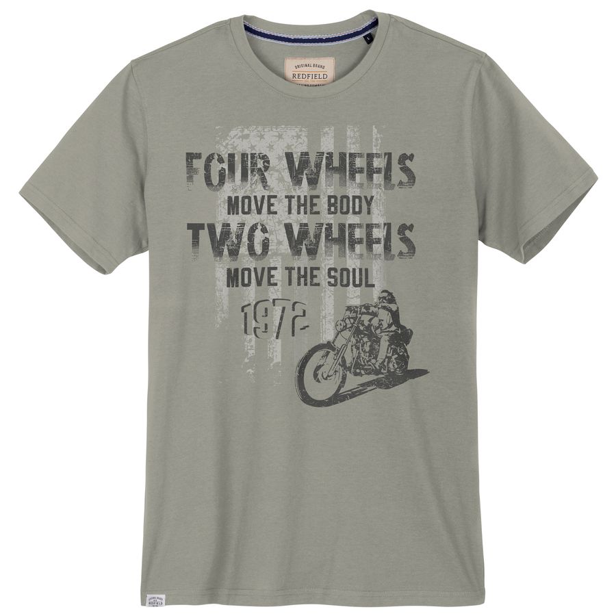 Redfield Übergrößen T-Shirt Motorrad-Print steingrau