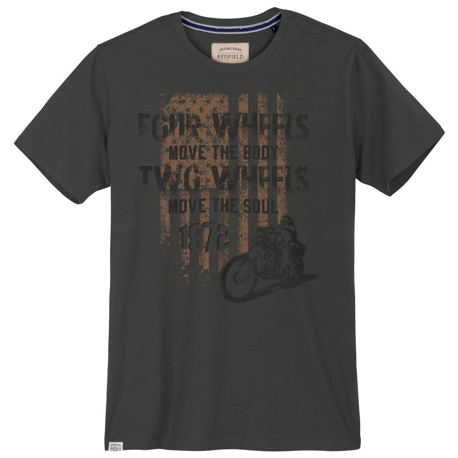Redfield Übergrößen T-Shirt Motorrad-Print anthrazit