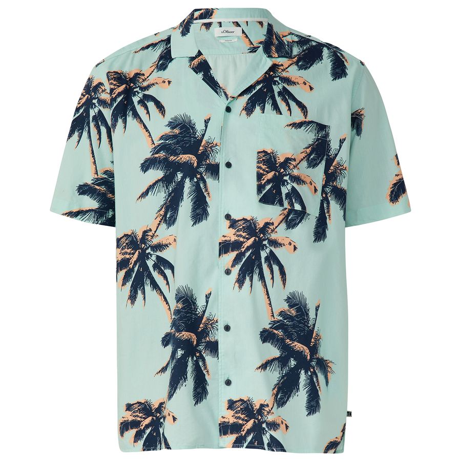 s.Oliver Kurzarmhemd Übergröße mint-navy floral