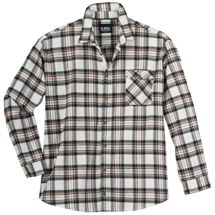 North Latitude XXL Langarmhemd offwhite-braun Karo
