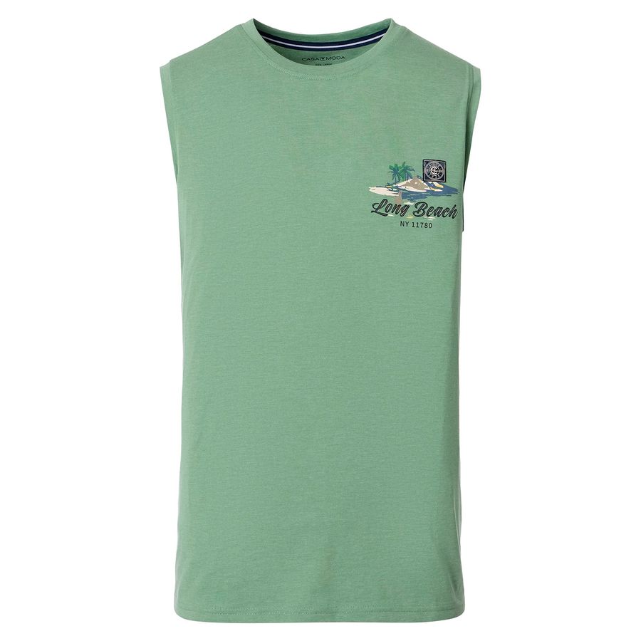 CasaModa Übergröße Tanktop grün melange Brustprint