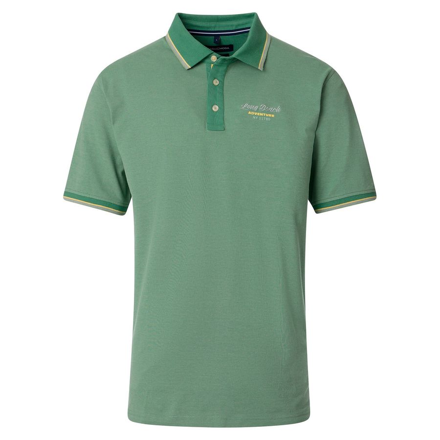 CasaModa Stretch-Poloshirt grün melange Übergröße