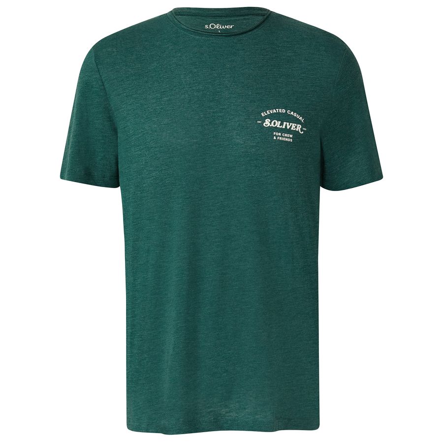 s.Oliver Übergrößen T-Shirt grün melange Brustprint