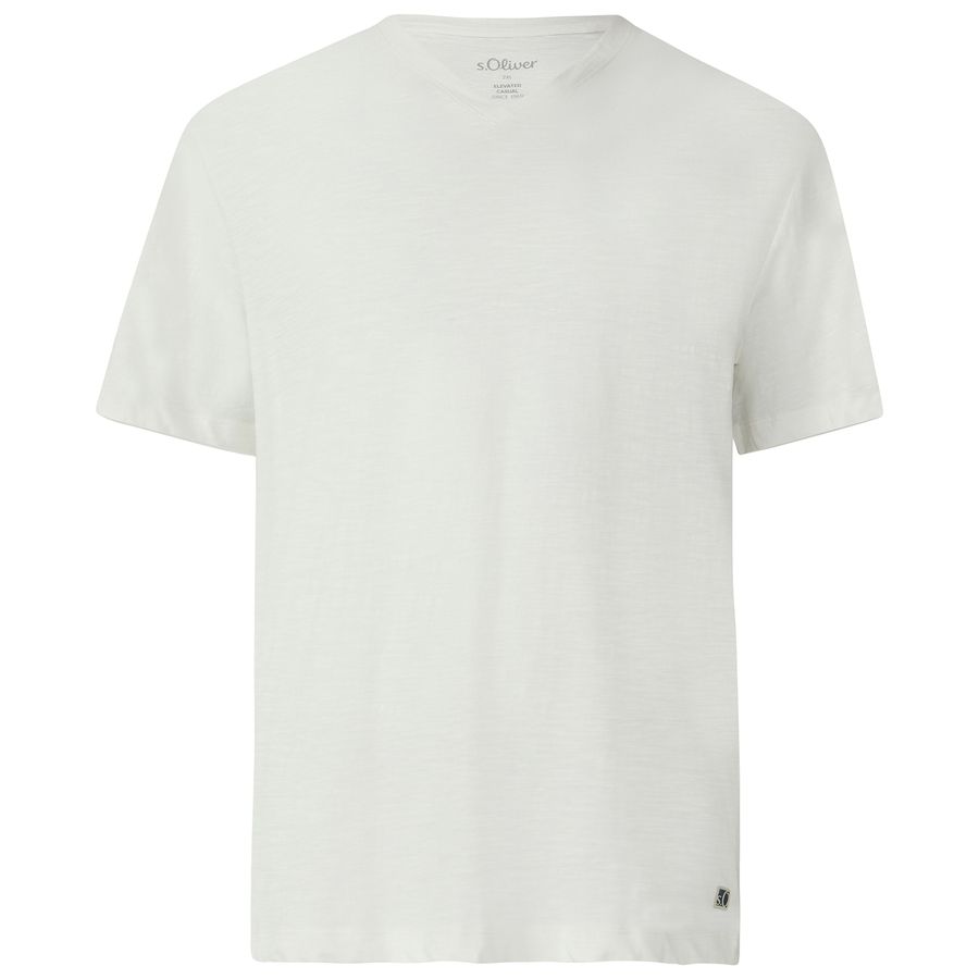 s.Oliver Übergrößen V-Neck T-Shirt weiß melange