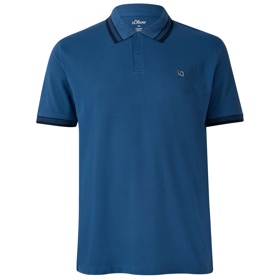 s.Oliver Übergrößen Poloshirt blau Kontraststreifen