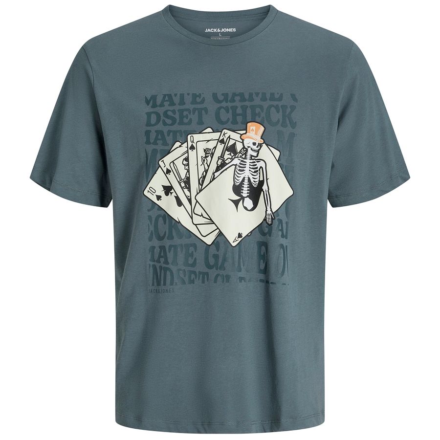 Jack&Jones T-Shirt Übergröße blaugrau Skull JJSULLY