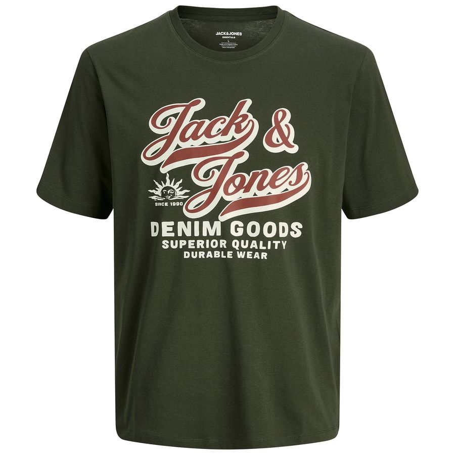 Jack&Jones T-Shirt Übergröße oliv großer Logoprint