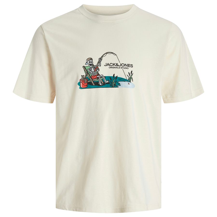 Jack&Jones T-Shirt creme Übergröße Totenkopfprint