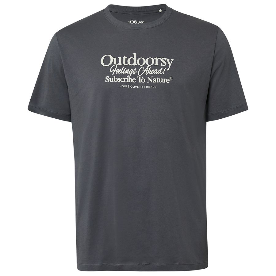 s.Oliver Übergrößen T-Shirt dunkelgrau Frontprint