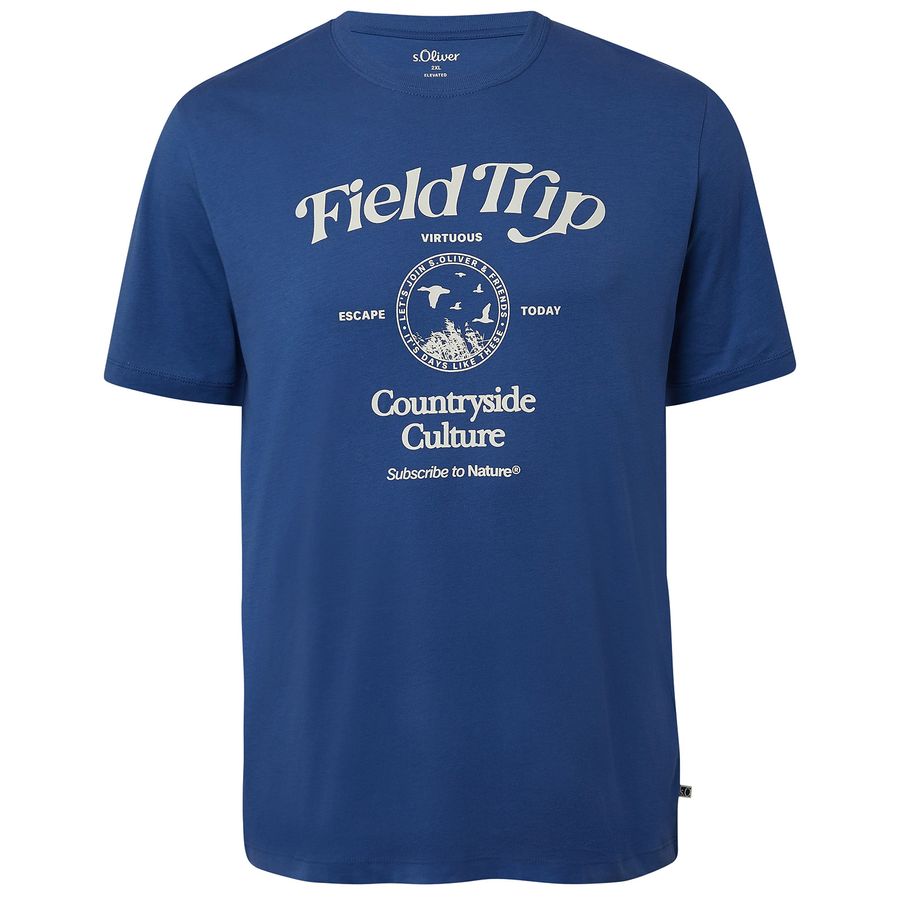 s.Oliver Übergrößen T-Shirt blau modisch Frontprint