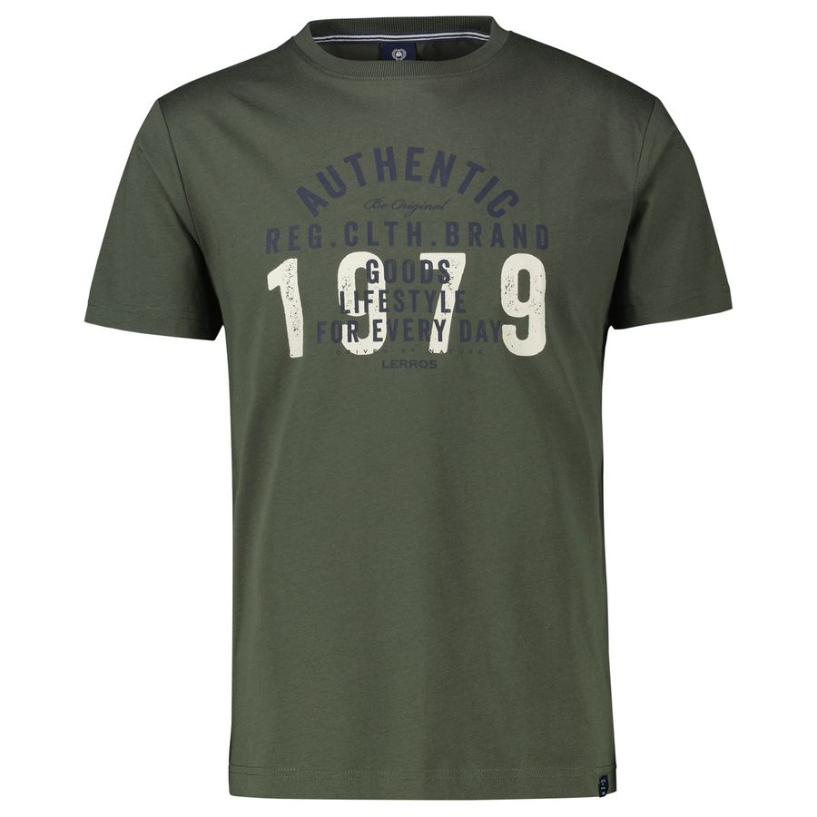 Lerros Übergrößen T-Shirt oliv Frontprint Authentic