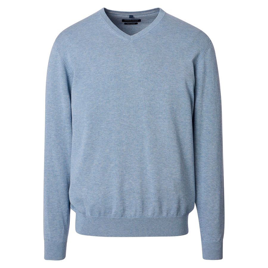CasaModa Übergröße Pullover V-Neck hellblau melange