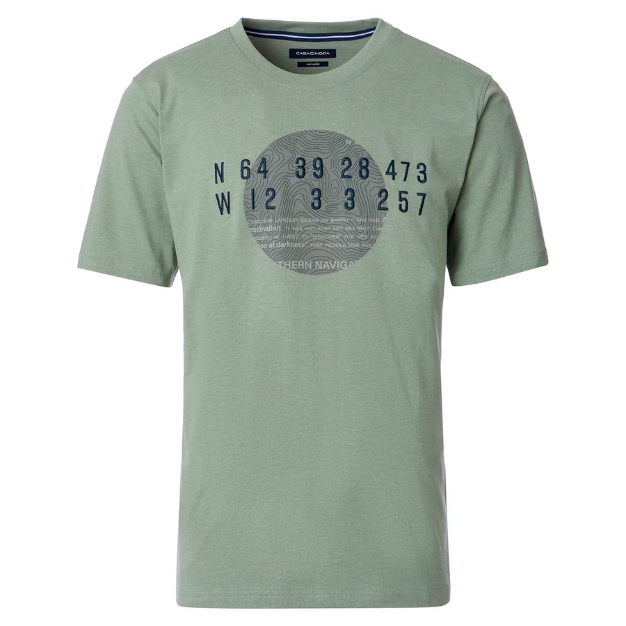 CasaModa Übergrößen T-Shirt grün melange Stickerei