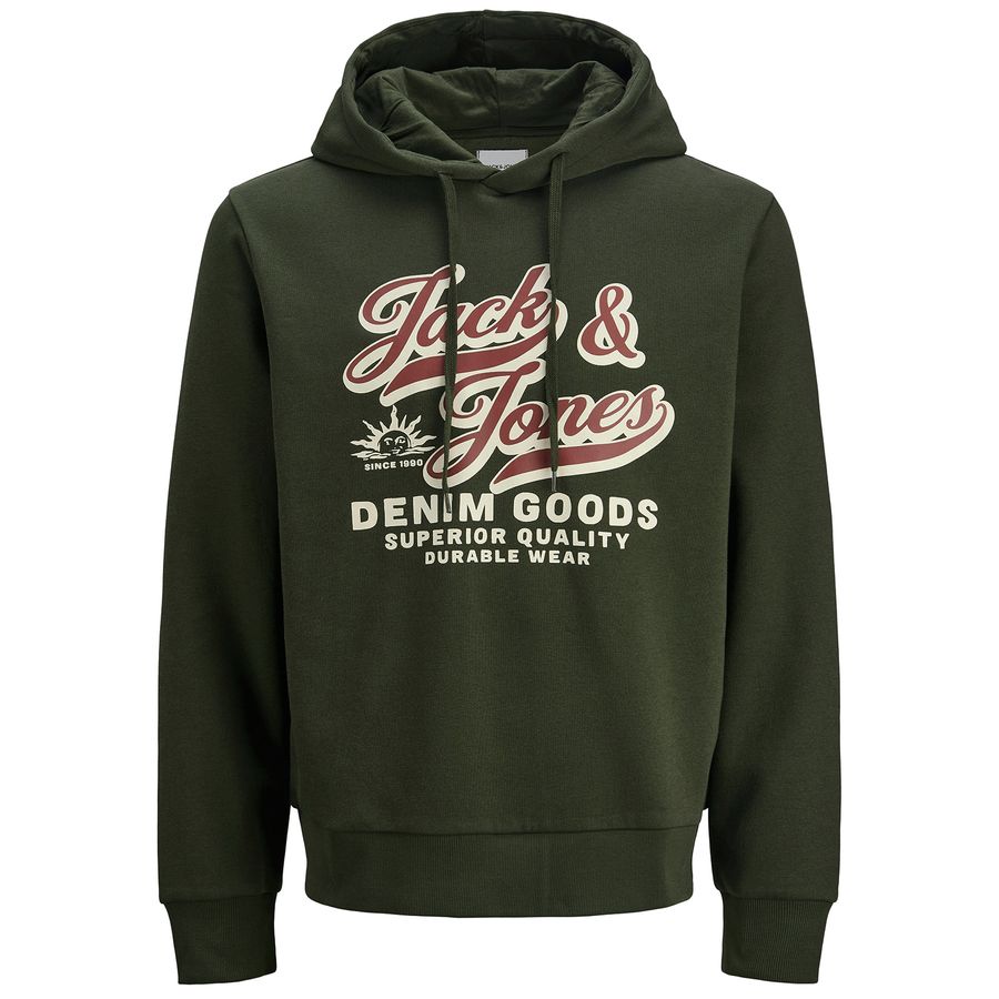 Jack&Jones Übergröße Hoodie oliv JJELOGO Print