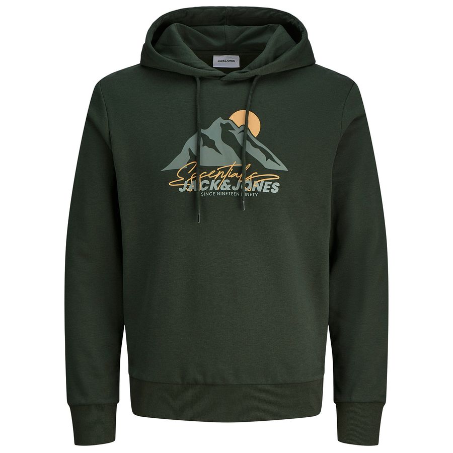 Jack&Jones Übergrößen Hoodie oliv Frontprint JJSUN