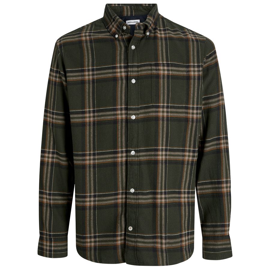 Jack&Jones XXL Flanellhemd oliv-braun JJECLASSIC