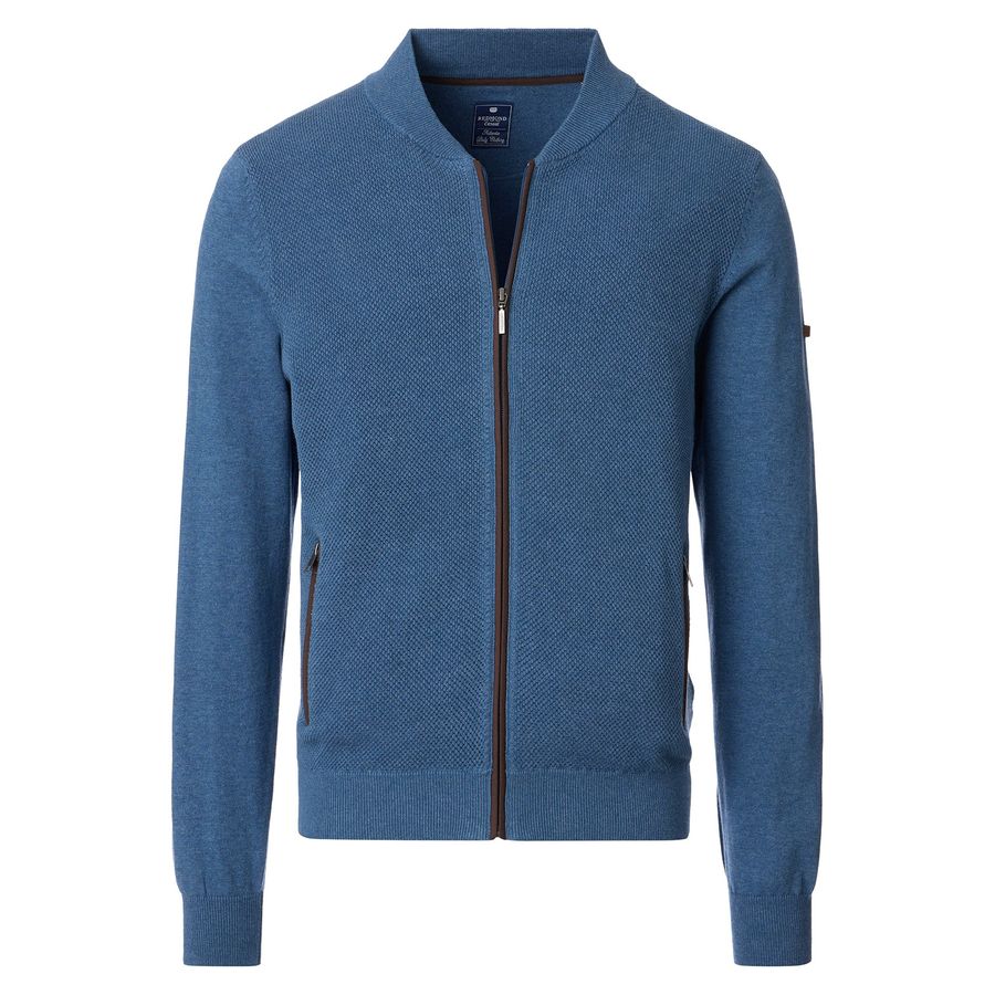 Redmond Übergrößen College-Strickjacke blau melange