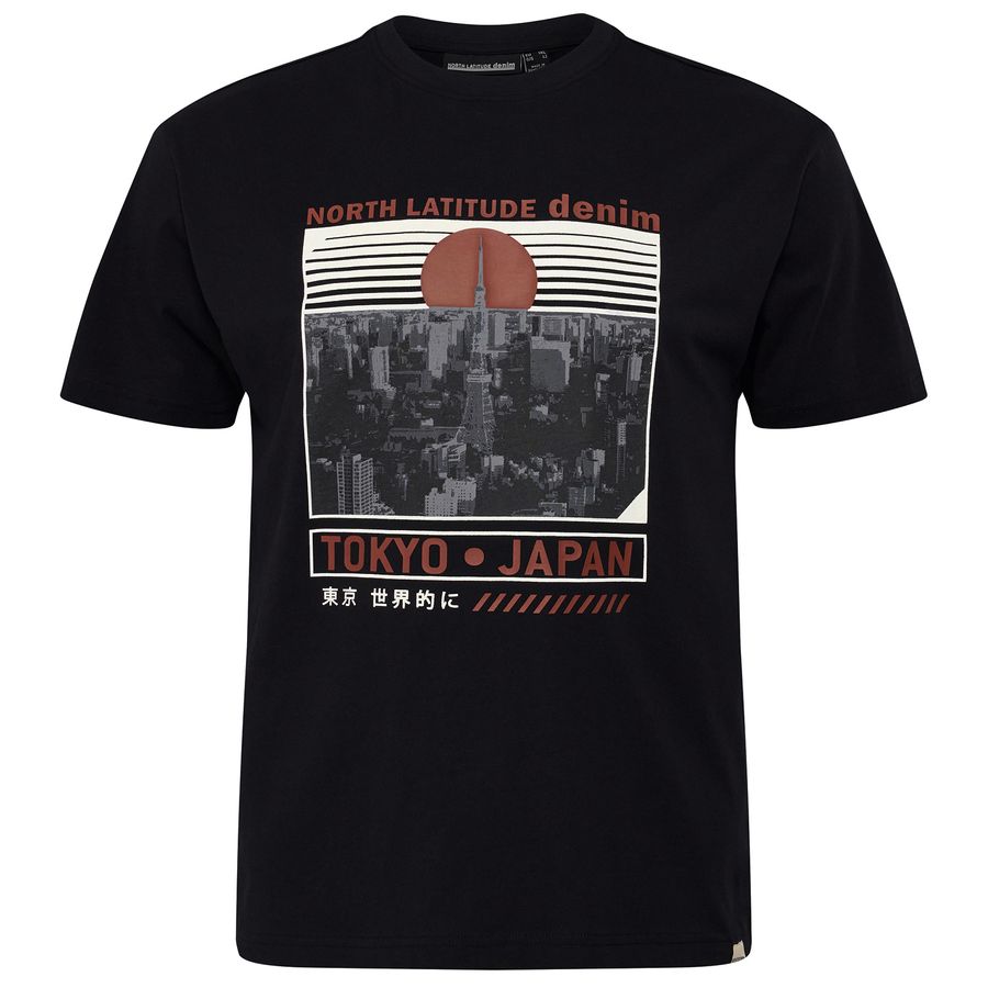 North Latitude XXL T-Shirt schwarz Tokyo-Print