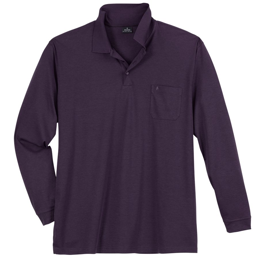 Ragman Softknit Langarm-Polo Übergrößen dunkellila