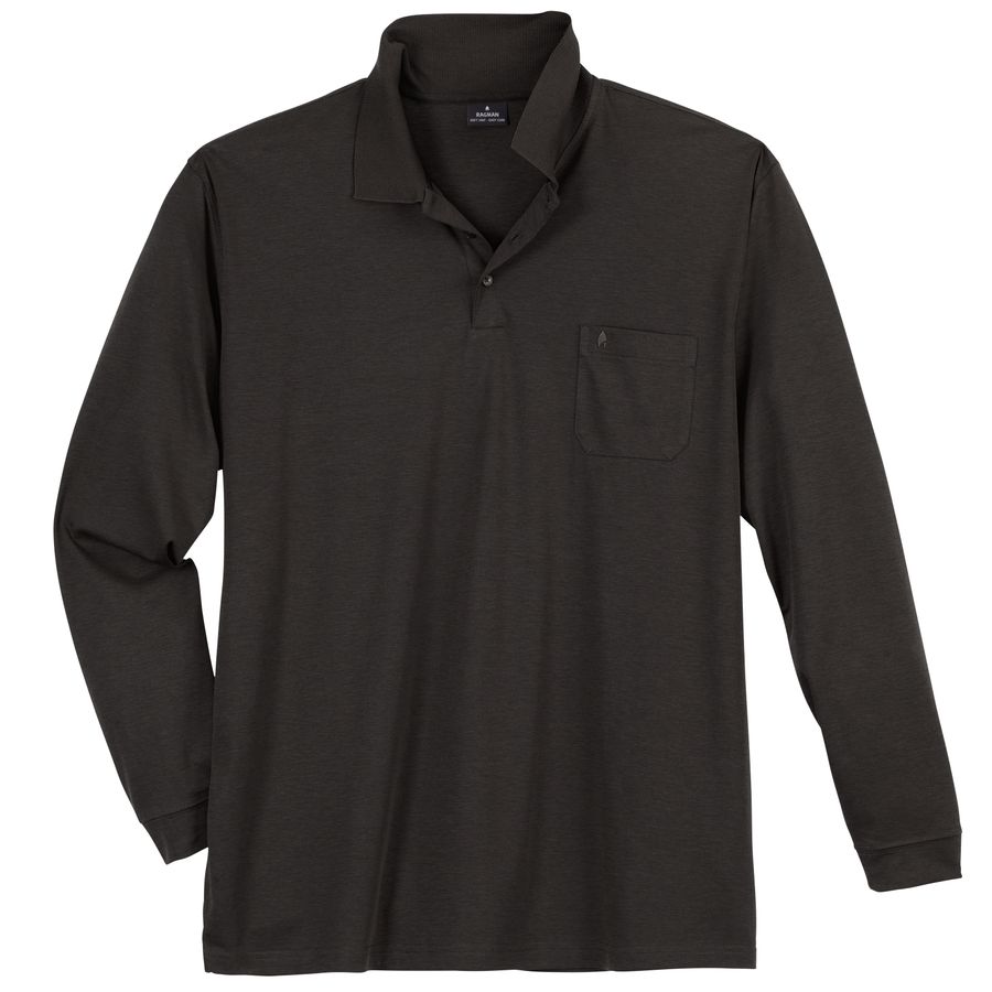 Ragman Softknit Langarm-Polo Übergrößen dunkelbraun