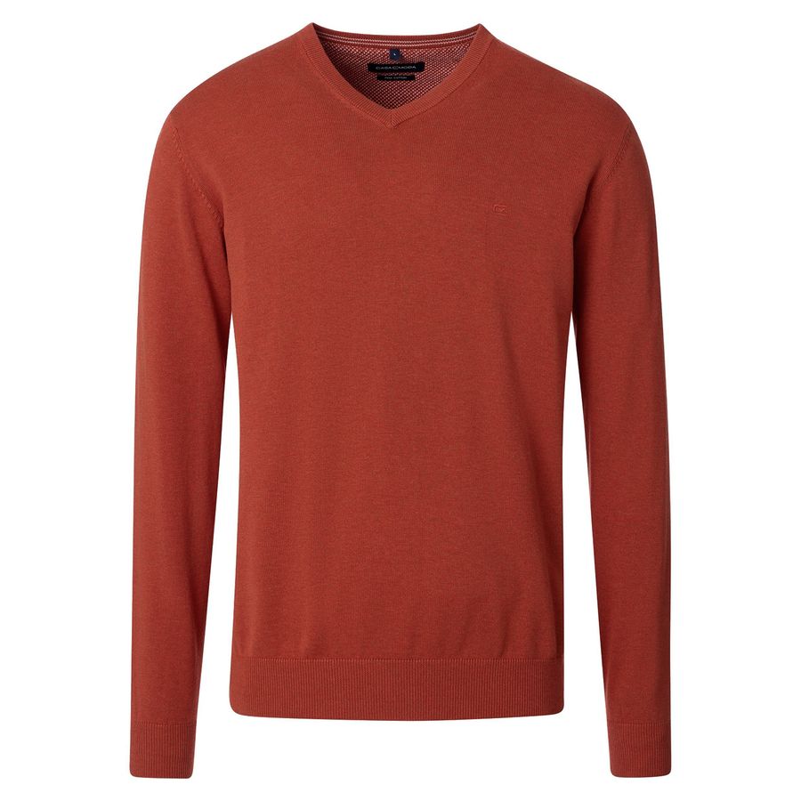 CasaModa Übergröße Pullover V-Neck terra melange