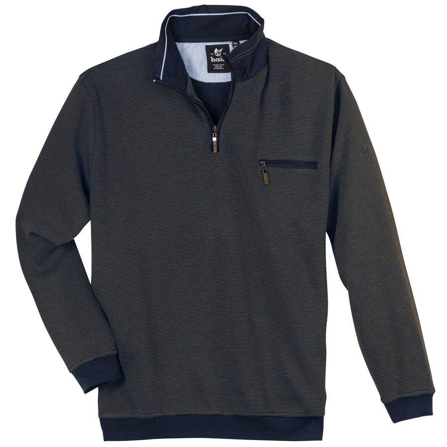 Hajo Sweat-Troyer Zipper Übergröße terracotta-navy